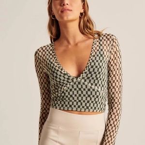 Abercrombie Checkered Mesh long sleeve top